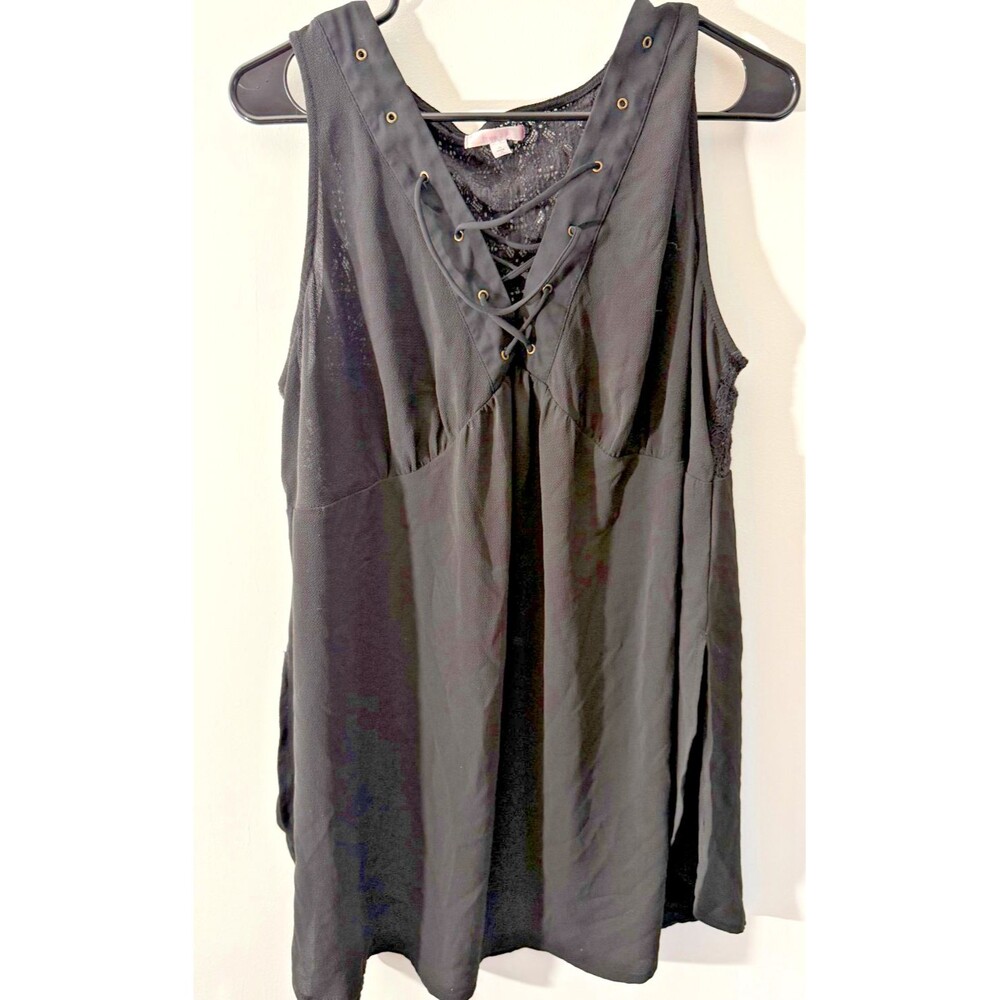 Black Witchy Lace Sleeveless Top Lace Bodice Women's Plus 2X Whimsygoth Moto